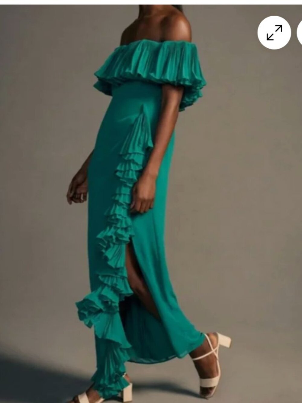 Emerald Green Hutch Ruffled Column Dress